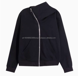 Trendy Brand Diagonal - <b>Zipper</b> <b>Cardigan</b> Hoodie, Solid - Color. Unisex, Fleece - Lined for AW. Hooded Sweatshirt Jacket - Product Image 1