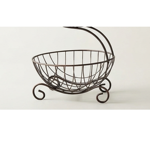 Panier à fruits élégant en fil métallique avec poignée, paniers de rangement empilables pour la cuisine, porte-fruits de forme ronde - Product Image 5