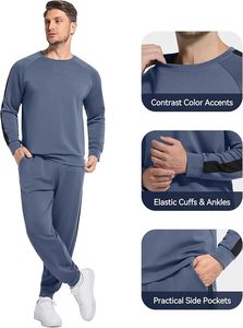 Soft Cooling Men's Tracksuit <b>Set</b> Breathable 2 Piece Jogger Outfit Modal Cotton Pullover Jogging Sweatsuits S-XXL - Product Image 4