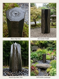 Fuente de Columna de Basalto Natural Premium de 100 cm, Pulida por 3 Lados, Monolito de Lujo para Jardín, Decoración Acuática - Product Image 2