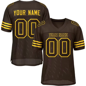 Maillot de football américain Ville Sports, style rétro estival, respirant, imprimé, manches courtes, impression numérique personnalisée, 100 % polyester mesh - Product Image 1