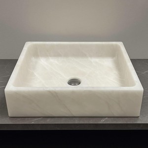 Lavabo Rectangular de Ónix Blanco Afgano, Acabado Cepillado, Resistente al Fuego, Diseño Moderno, Lavabo para Baño de Hotel - Product Image 3