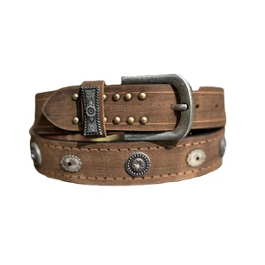 Cinturón de Cuero de Vaca con Tachuelas Estilo Western Vintage Hecho a Mano con Hebilla de Acero Duradera y Estampado por Transferencia Térmica - Product Image 3