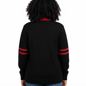 Custom Logo <b>Red</b> Black Embroidered Autumn Long Sleeve <b>Cardigan</b> Sorority Sweater Knitted V Neck Button Front Varsity Greek Apparel - Product Image 2