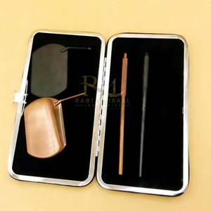 <b>Square</b> Shape Eyelash Extension <b>Mirror</b> Rose gold plasma Color And Black Powder Coated Color Lash Artist Tool And magnetic Case - Product Image 1