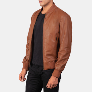 Chaqueta Bomber Acolchada Impermeable de Piel de Oveja Marrón, Manga Larga, Cuello Alto, Cierre de Cremallera, Chaqueta Estampada de Invierno para Hombre - Product Image 6