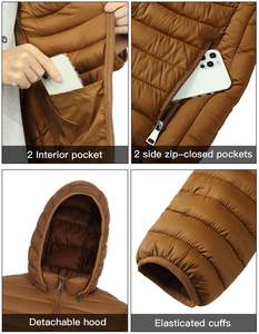 Veste matelassée professionnelle pour homme, fabriquée en coton, anti-UV, coupe ajustée, style streetwear, écologique, épaisse, brillante, à capuche - Product Image 5