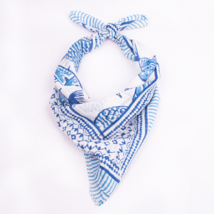 Organic Cotton <b>Square</b> <b>Scarf</b> Blue White Striped Pattern Casual Spring Summer Headwear 53x53cm Unisex Bandana Handkerchief - Product Image 3
