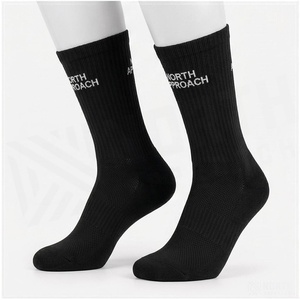 North Approach Crew <b>Socks</b> <b>Black</b> Letter Print Breathable Adults Spring Casual <b>Socks</b> - Product Image 3