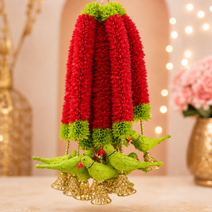 Guirlandes artificielles artisanales modernes indiennes pour anniversaire de mariage, décorations en tissu de perroquet, guirlandes de Gajra et clochettes, 2 pieds - Product Image 6