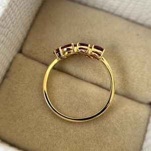 Bague élégante en rubis naturel, bague de fiançailles en argent sterling 925 plaqué or 14 carats, style Art Déco classique pour femme - Product Image 2