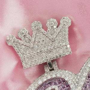 Pendentif de luxe lettre K avec couronne en strass et cristal, en argent 925 plaqué rhodium, breloque thématique pour femme, cadeau - Product Image 3
