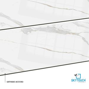 Azulejos de porcelana pulida con base blanca antideslizante y vetas grises, formato grande 60x120, diseño de suelo de mármol para baño, interior de villa. - Product Image 2