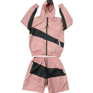 Custom Solid Streetwear Polyester/nylonHooded Windbreaker Reversible Eco-Friendly Tracksuit <b>Set</b> Elastic Waist Breathable - Product Image 4