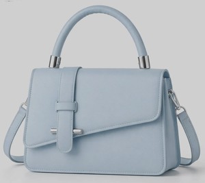 Royaa Powder Blue Structured Leather Top Bag Minimal Crossbody Purse Genuine Leather Handmade Luxury Minimalist Portable Fashion - Product Image 1