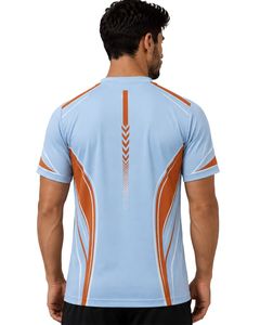Camiseta Deportiva para Hombre Azul Cielo y Naranja, de Secado Rápido, Transpirable, para Gimnasio, Fitness, Running, Entrenamiento Atlético, Ropa Deportiva de Verano - Product Image 2