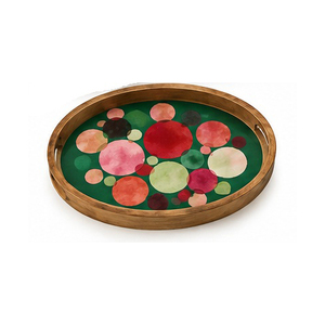 Wooden Serving Tray With <b>Christmas</b> <b>Tree</b> Pattern <b>Blue</b> Background Handle Residential Use - Product Image 5