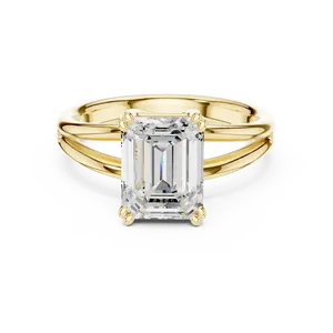Emerald Cut Lab Grown Diamond IGI Certified Solitaire <b>Ring</b> Claw Prong <b>Split</b> Shank 18K Solid Gold Engagement Luxury Bridal <b>Ring</b> - Product Image 3