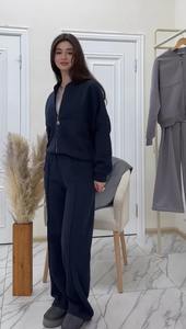 Women's Two-Piece Reversible Athletic Tracksuit Set High-Stretch 100% Cotton <b>Hip</b>-Hop Activewear Eco-Friendly Breathable Fleece - Product Image 2