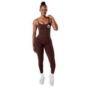 Débardeur de sport sans coutures pour femme, marron cachemire, avec soutien-gorge intégré, faible impact, coupe extensible, pour yoga, gym et entraînement - Product Image 4