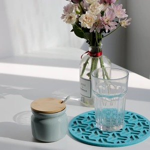 Blue Laser Cut Metal Coaster Set Stylish Decorative Coasters For Home Office Kitchen Table Use Coffee Tea Drink <b>Cup</b> <b>Mat</b> Gifting - Product Image 3