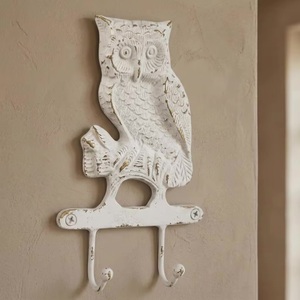 <b>White</b> Owl Wall Mounted <b>Hook</b> with 1 <b>Hook</b> Vintage Animal Design Cast Iron Multi-Purpose <b>Coat</b> Rack for Clothing Storage - Product Image 1