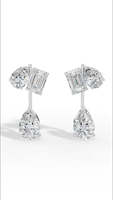 Boucles d'oreilles cascade en or rose 14 carats avec diamants de laboratoire taille poire et pierres multiples, certifiées IGI, diamants de laboratoire fins certifiés IGI