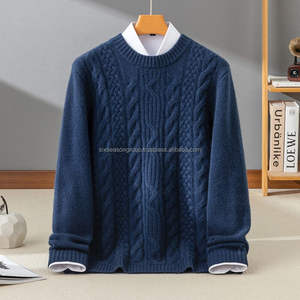 Camisa de Manga Corta para Hombre, Estilo Formal, Informal Elegante, para Entrevistas de Negocios, de Lana y Cachemira, Cuello Redondo, Tejido Cálido, Servicio OEM - Product Image 4