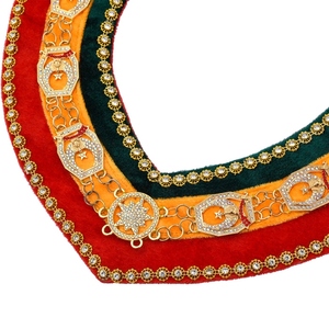 Collier de Cérémonie Personnalisé Shriners Fraternal en Velours Rouge, Orange et Noir avec Métal Doré - Product Image 2