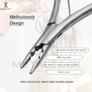 Custom Stainless Steel Hair Extension Pliers With 2 Holes Multi Functional Hair Extension <b>Tool</b> For Hair Remove Micro Ring Loop - Product Image 5