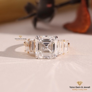 แหวนแต่งงานหรูหราทรง Asscher น้ำหนัก 1.70 กะรัต เพชร CVD คุณภาพสูงสี F ความสะอาด VVS2 ได้รับการรับรองจาก IGI ตัวเรือนทองคำแท้ 14K - Product Image 1