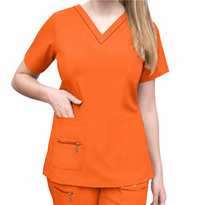 Wholesale Women Medical <b>Scrub</b> <b>Uniform</b> Set V-Neck Nursing <b>Scrubs</b> with Zipper Pocket Healthcare Hospital Clinic Workwear - Product Image 1