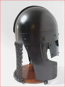 Casque de chevalier Viking en acier médiéval avec support, casque en acier poli, casque à chaîne ronde - Product Image 4