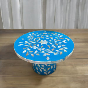 Support à gâteau en nacre disponible, incrustation de nacre, bois, résine, service de desserts, Eid et Ramadan, prix avantageux - Product Image 1