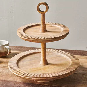 Luxury Round Wooden Cake Stand with Smooth Finish Dishwasher Safe for Serving Cakes Cupcakes Pastries and <b>Sweet</b> Desserts - Product Image 1