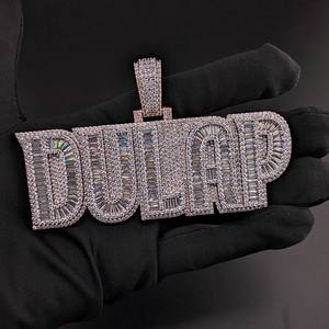 Collar con Colgante de Nombre Personalizado de Hip Hop con Moissanita de Corte Baguette para Hombre, Plata de Ley 925, Colgante Bling Iced - Product Image 4