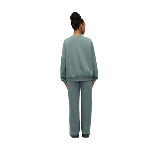 Sudadera de Cuello Redondo 100% Algodón Ecológico, Felpa, 380 GSM, Color Liso, Corte Regular, Pantalones de Dos Piezas para Mujer - Product Image 3