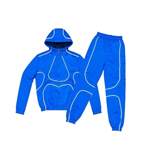 Nuevo Conjunto Deportivo de 2 Piezas, Chaqueta Cortavientos y Pantalón, Estilo Urbano, Ligero, Oversize, con Ribete de Nylon y Rayas, para Hombre - Product Image 3