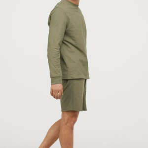 <b>Mens</b> Olive <b>Green</b> Cotton Bermuda <b>Shorts</b> Drawstring Waist Front Logo Casual Style - Product Image 2
