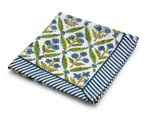Chemin de table réutilisable et lavable en coton tissé 100 %, imprimé floral bleu, poids moyen 100 GSM, pour la décoration de table à manger à la maison ou pour un mariage - Product Image 2