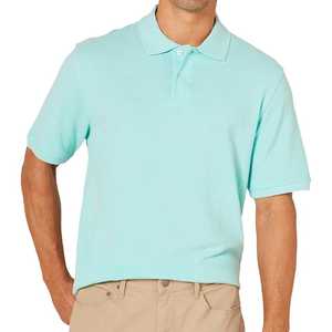 Chemise Homme Bleu Clair à Manches Courtes 100% Coton Jersey Coupe Oversize Décontractée Unie Anti-Plis 280g Col Tricoté - Product Image 5