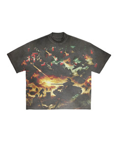Camiseta gráfica de algodón 100% para hombre, holgada, premium, 220 GSM, negra, lavado vintage, corte oversized, impresión DTG, logotipo personalizado - Product Image 2