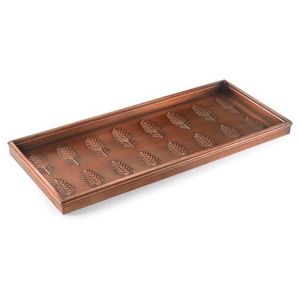 Gray Rectangular Metal Boot <b>Tray</b> Embossed Floral Design Polished Classic Home Entryway Decorative Boot <b>Tray</b> - Product Image 4