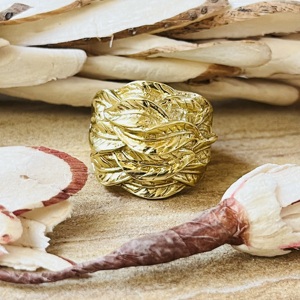 Fashionable Brass <b>Rings</b> Boho Leaf Band <b>Ring</b> For Women 18k Gold Plated Nature Floral Statement Jewelry <b>Chunky</b> <b>Ring</b> For Wholesale - Product Image 1