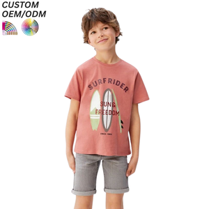 T-shirts en coton pour enfants personnalisés en gros, ODM, broderie, logo imprimé, couleurs unies, respirants, écologiques, manches courtes - Product Image 4