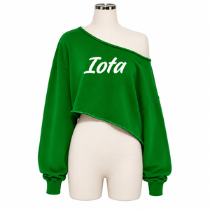 Sudadera Corta Asimétrica con Hombros Descubiertos y Bordado de la Hermandad Griega Iota Phi Lambda para Mujer, Venta al Por Mayor - Product Image 5