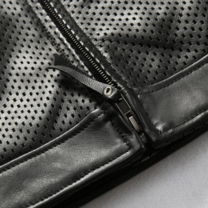 Chaleco de Motocicleta de Cuero Genuino Grueso con Cremallera y Perforaciones de Malla Transpirable para Hombre, Estilo Casual de Invierno, OEM ODM - Product Image 6