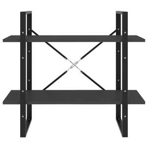 Librería de madera de ingeniería gris de 2 niveles Estantería elegante de tamaño de 31,5 "x 11,8" x 27,6 "para uso en el hogar y la Oficina - Product Image 4