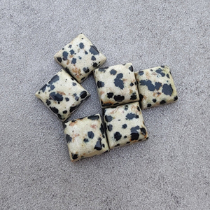 Cabochon carré en jaspe dalmatien naturel, dos plat, calibré, pierre précieuse en vrac - Product Image 3