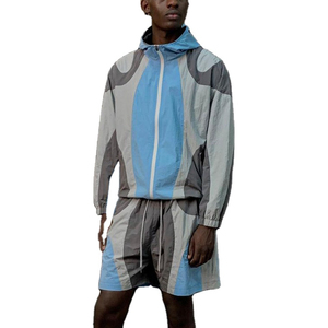 Ensemble léger pour homme, veste coupe-vent, veste de sport, nouvelle mode, ensemble de survêtement imperméable, ensemble de course à pied avec capuche et short - Product Image 2